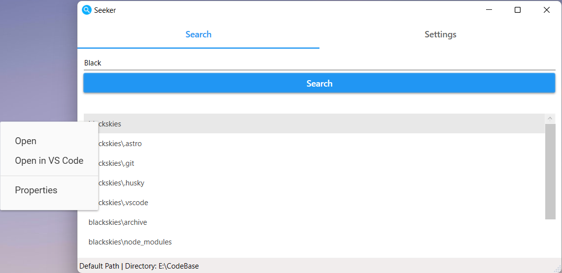 Seeker Context Menu